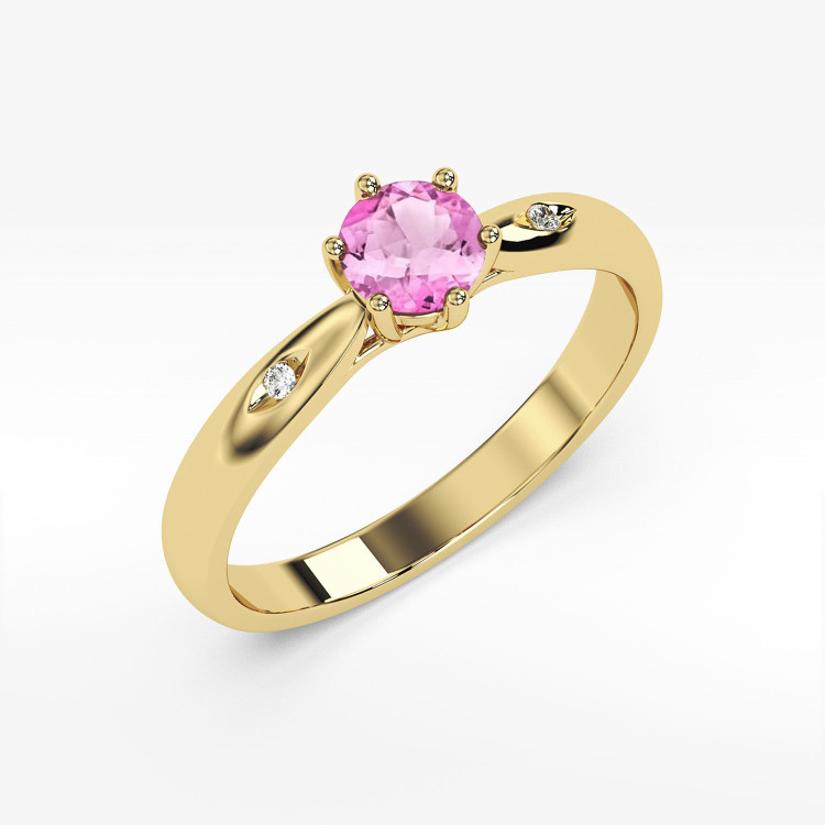 Pierścionek PV-074 Różowy Topaz 0,60ct żółte złoto