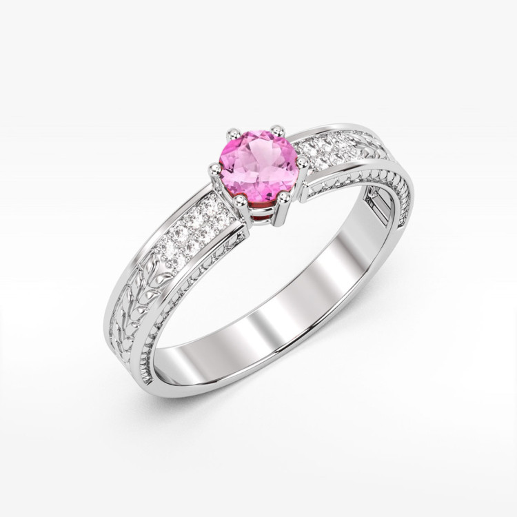 Pierścionek z białego złota z topazem różowym - próba 585 0,68CT PV-111.B3.TOP.01