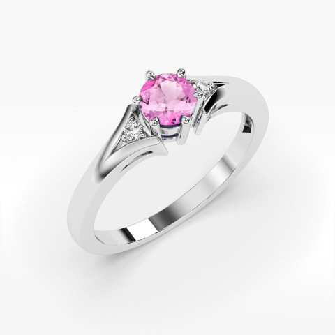 Pierścionek PV-068 Różowy Topaz 0,60ct białe złoto