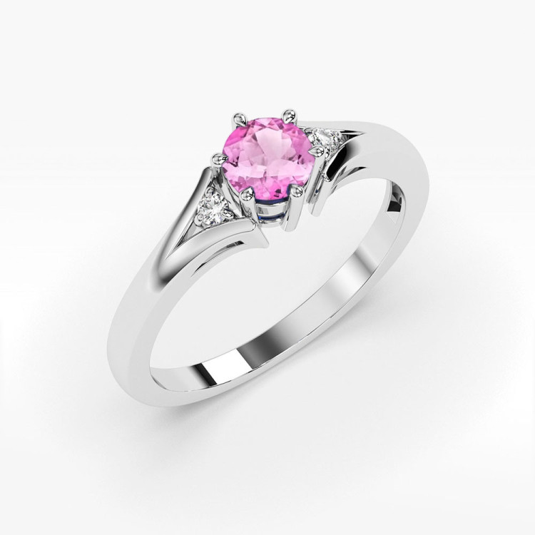 Pierścionek PV-068 Różowy Topaz 0,60ct białe złoto