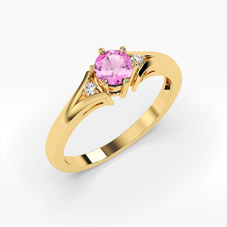 Pierścionek PV-068 Różowy Topaz 0,60ct żółte złoto