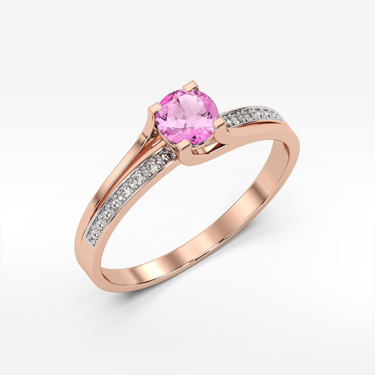 Pierścionek z różowego złota z topazem różowym - próba 585 0,63CT PV-084.R3.TOP.01