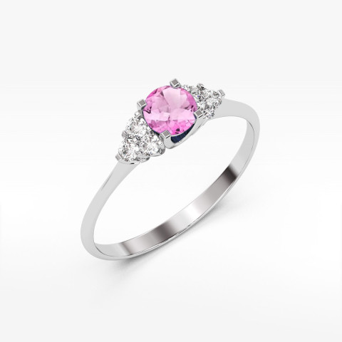 Pierścionek PV-181 Topaz Różowy 0,60ct białe złoto