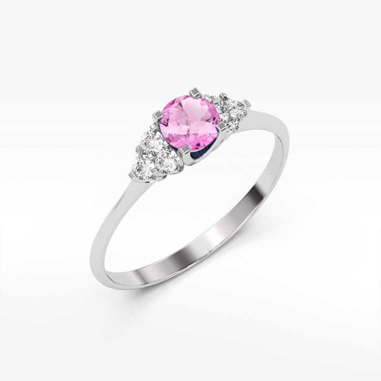 Pierścionek PV-181 Topaz Różowy 0,60ct białe złoto