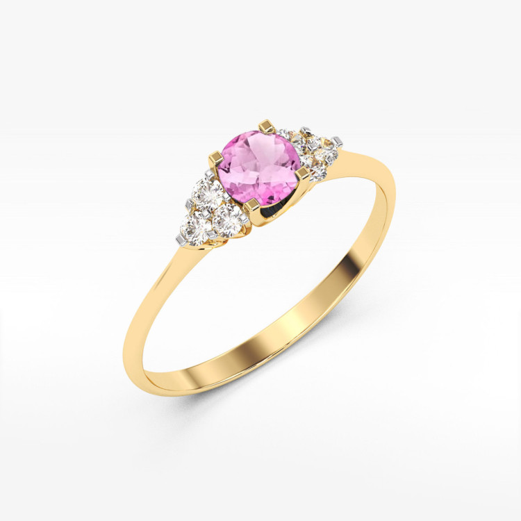Pierścionek PV-181 Topaz Różowy 0,60ct żółte złoto