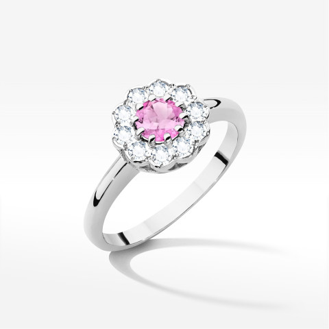 Pierścionek z białego złota z topazem różowym - próba 585 0,90CT W0529.B3.TOP.01