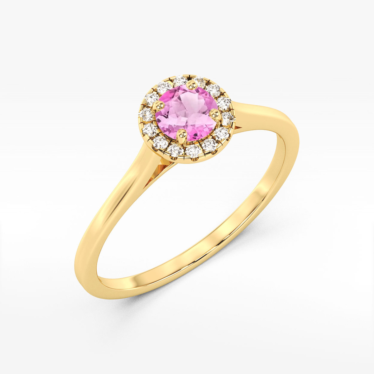 Pierścionek z żółtego złota z topazem różowym - próba 585 0,72CT w0550.Z3.TOP.02