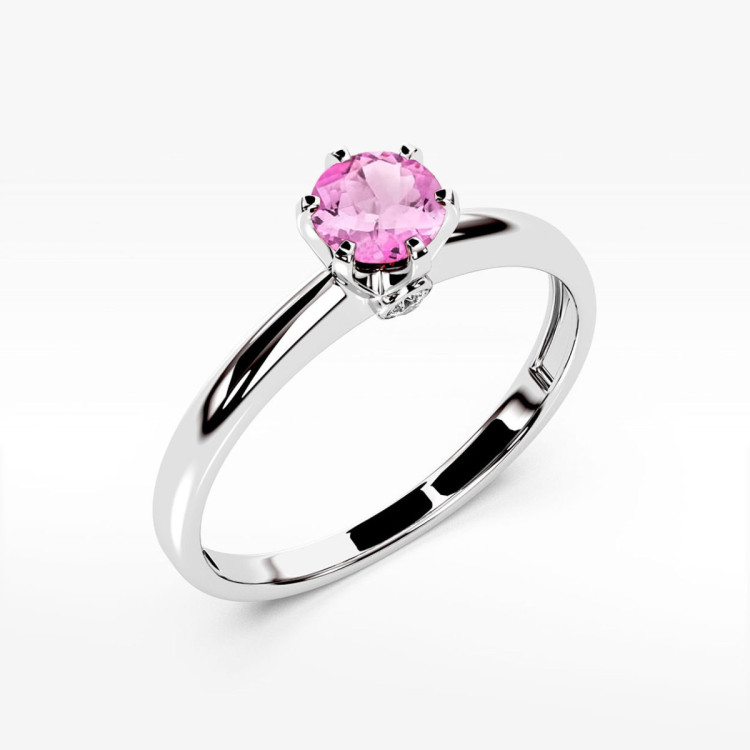 Pierścionek Różowy Topaz 0,64ct białe złoto W0557