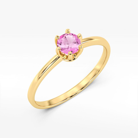 Pierścionek W0563 różowy topaz 0,60ct żółte złoto