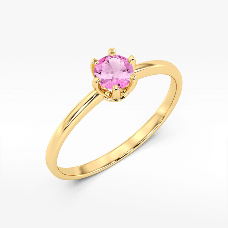 Pierścionek W0563 różowy topaz 0,60ct żółte złoto