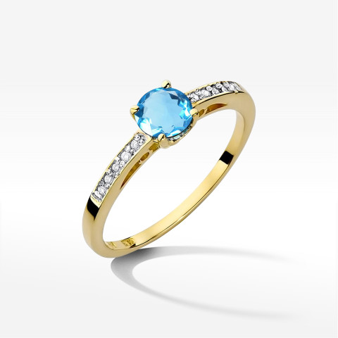 Pierścionek z żółtego złota z topazem Swiss - próba 585 0,55CT PV-057AT