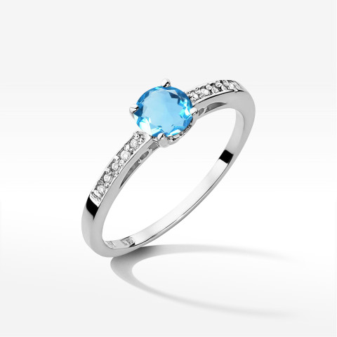 Pierścionek z białego złota z topazem Swiss - próba 585 0,55CT PV-057BT