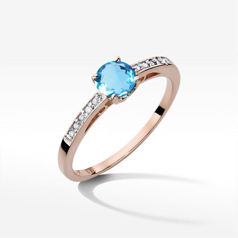 Pierścionek z różowego złota z topazem Swiss - próba 585 0,55CT PV-057CT