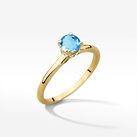 Pierścionek z żółtego złota z topazem Swiss - próba 585 0,56CT w0547.Z3.TOB.02