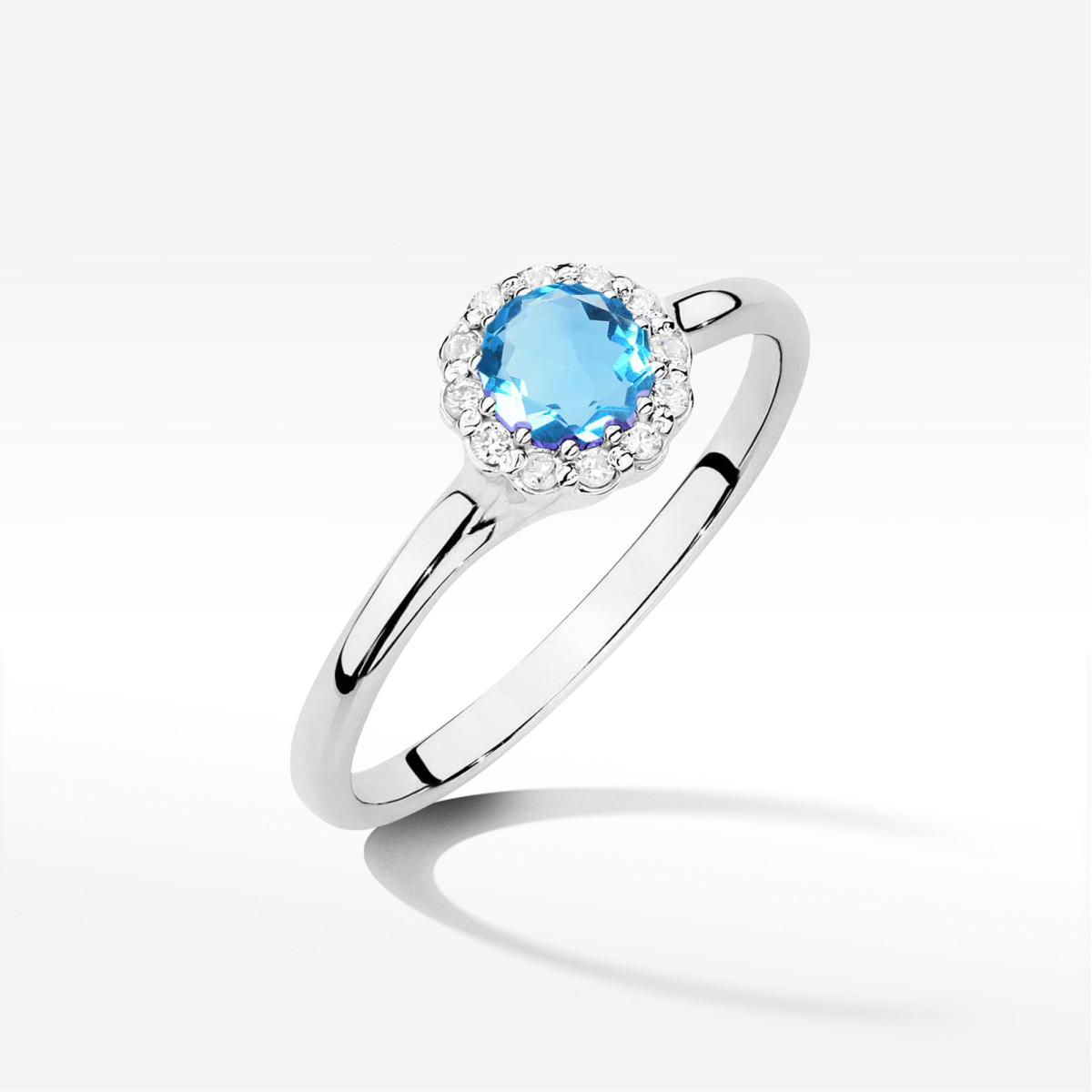 Pierścionek z białego złota z topazem Swiss - próba 585 0,603CT W0622.B3.TOB.01