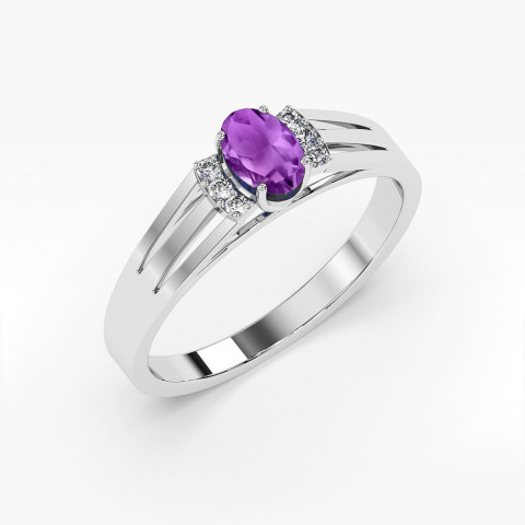 Pierścionek PV-071 Ametyst 0,40ct białe złoto