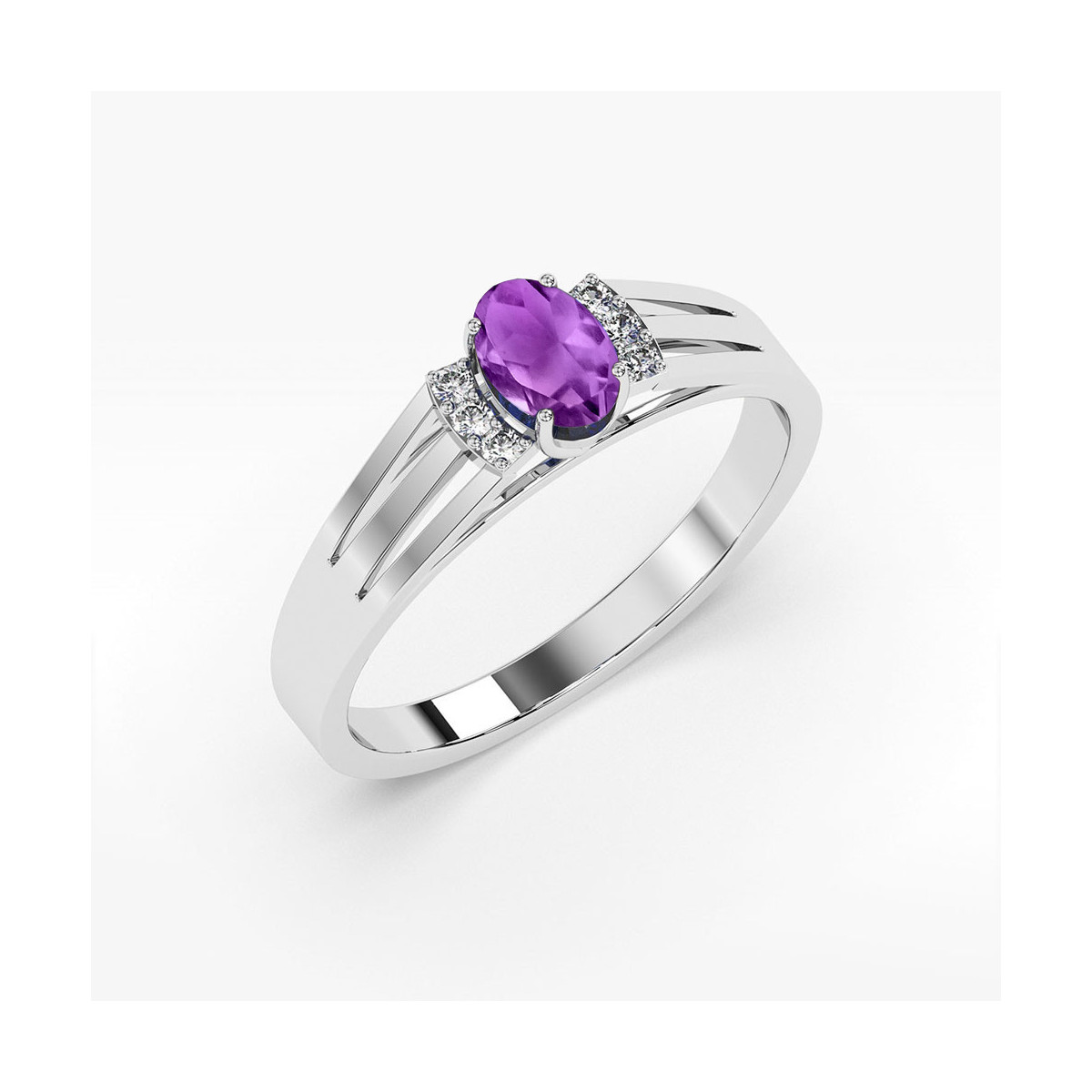 Pierścionek PV-071 Ametyst 0,40ct białe złoto
