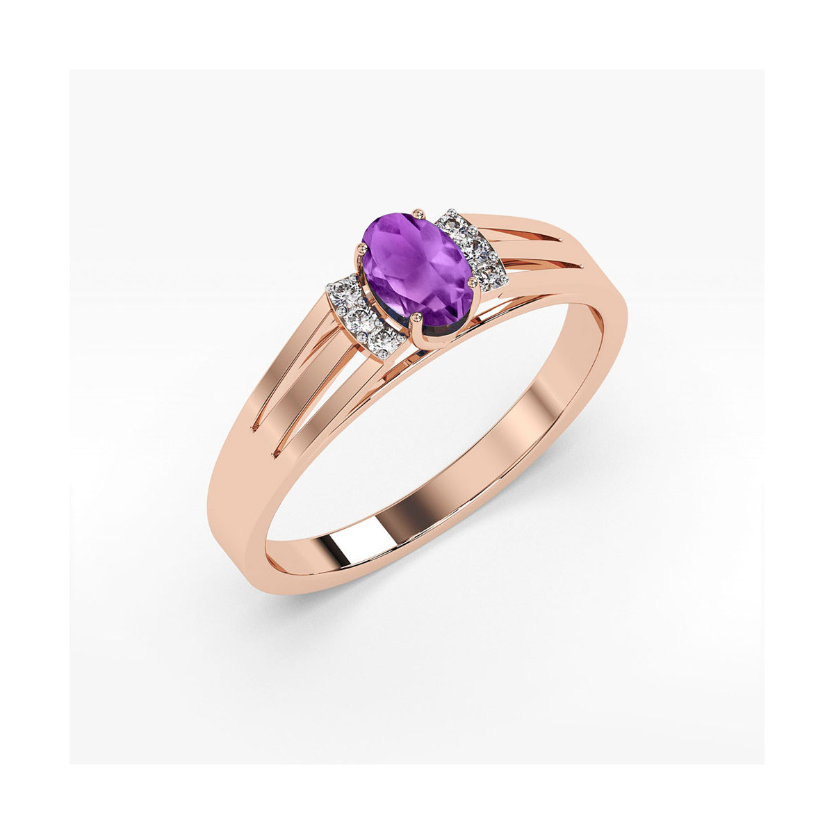 Pierścionek PV-071 Ametyst 0,40ct różowe złoto