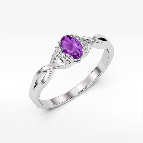 Pierścionek PV-073 Ametyst 0,40ct białe złoto