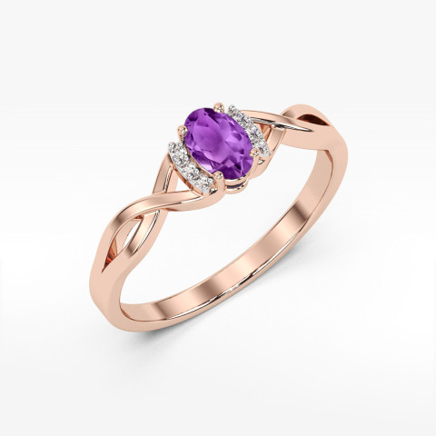 Pierścionek PV-073 Ametyst 0,40ct różowe złoto