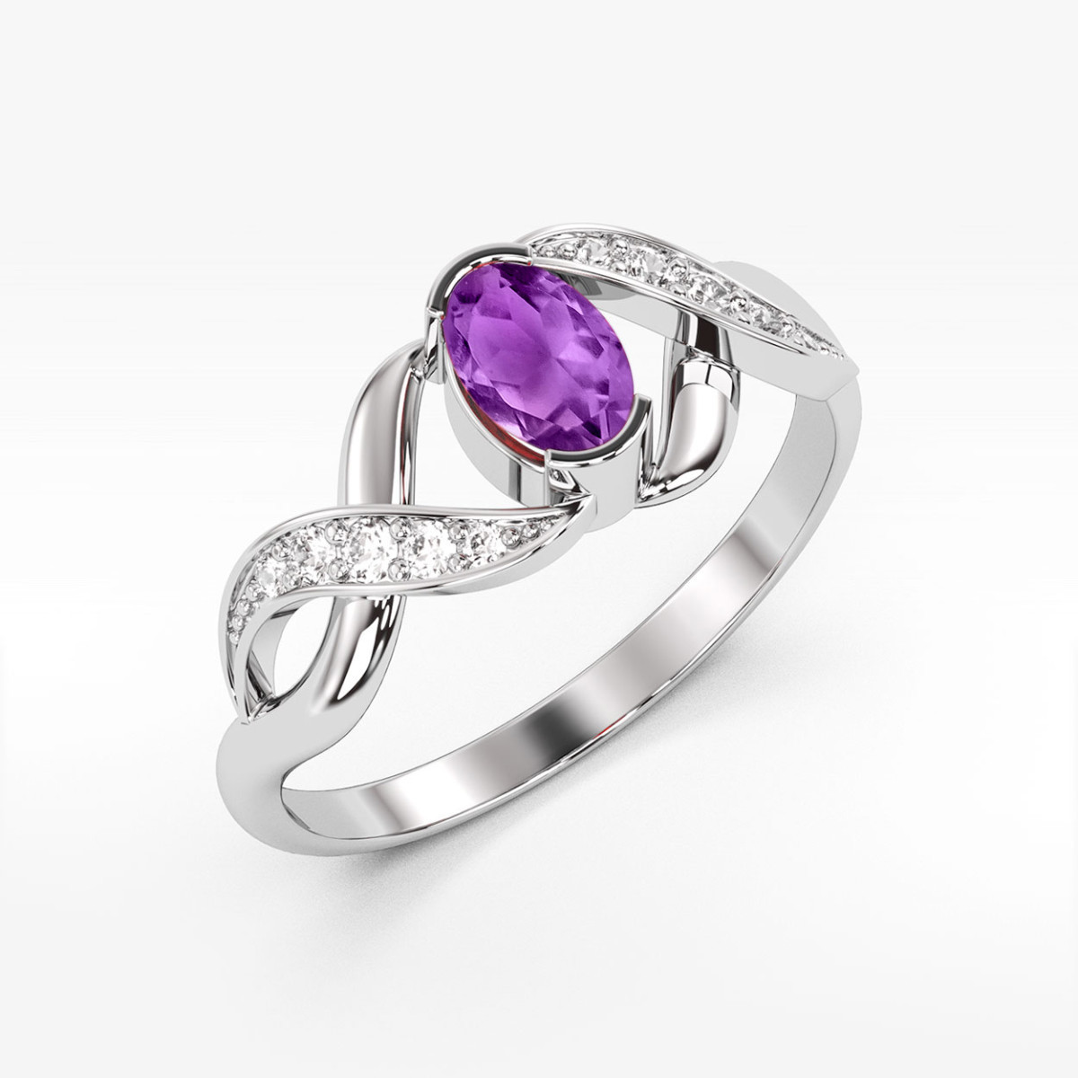 Pierścionek z białego złota z ametystem - próba 585 0,45CT PV-079.B3.AMV.01
