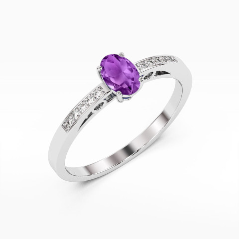 Pierścionek z białego złota z ametystem - próba 585 0,45CT PV-179.B3.AMV.01