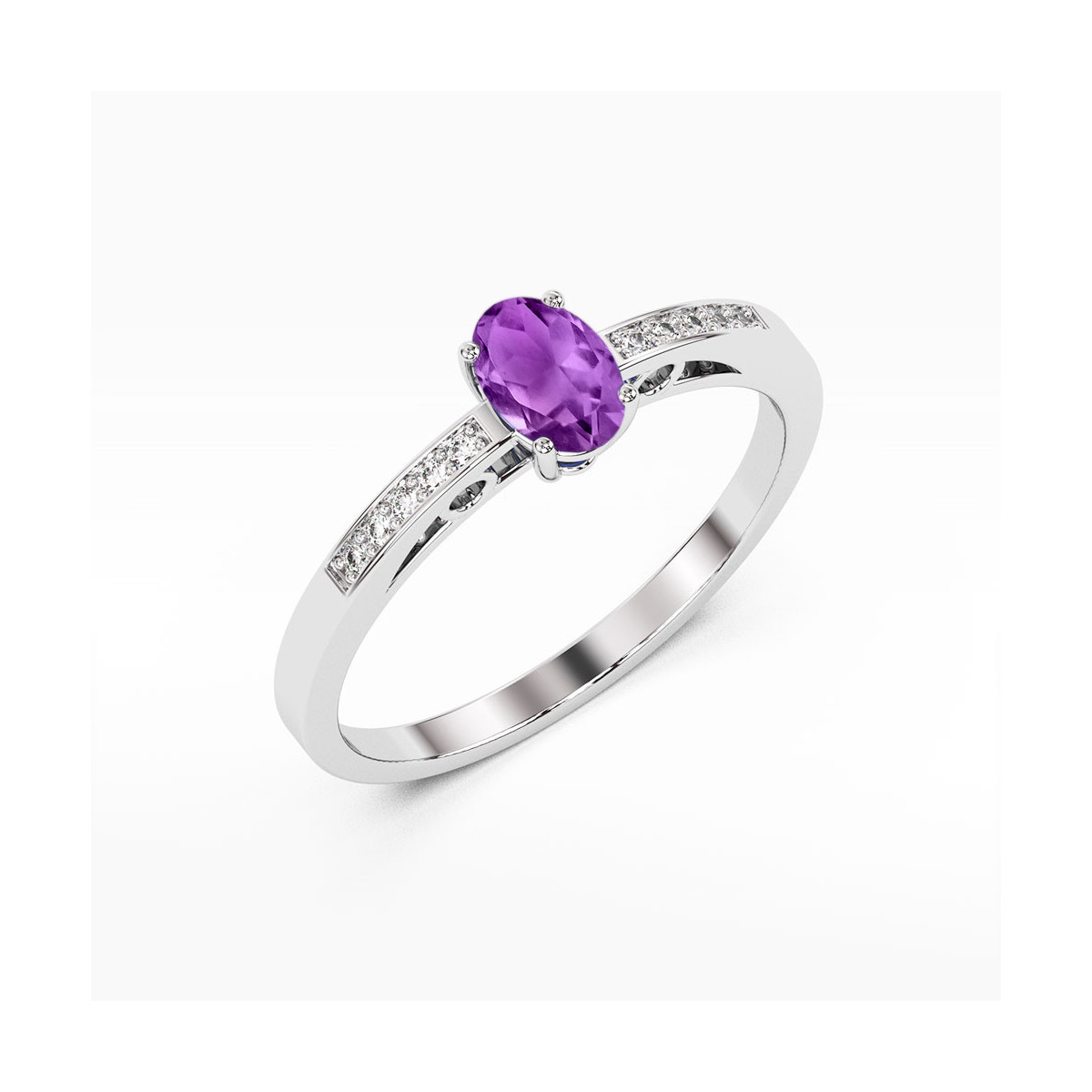 Pierścionek z białego złota z ametystem - próba 585 0,45CT PV-179.B3.AMV.01