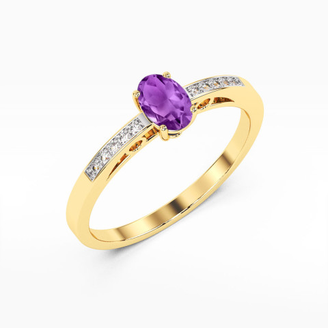 Pierścionek z żółtego złota z ametystem - próba 585 0,45CT PV-179.Z3.AMV.01