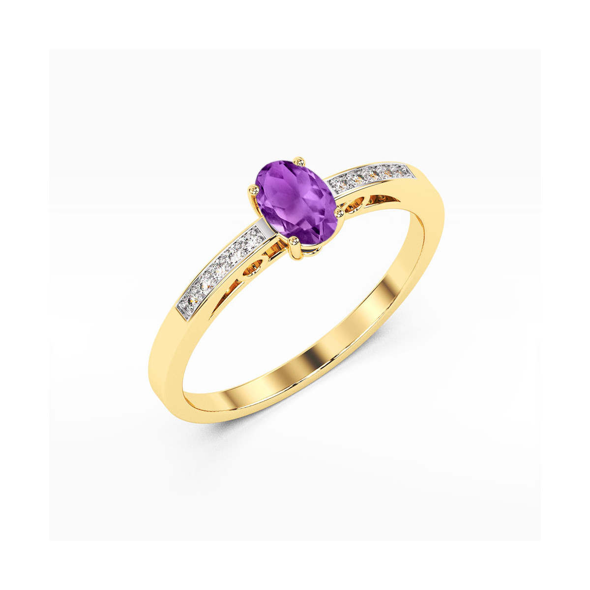 Pierścionek z żółtego złota z ametystem - próba 585 0,45CT PV-179.Z3.AMV.01