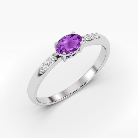Pierścionek z białego złota z ametystem - próba 585 0,43CT PV-197.B3.AMV.01