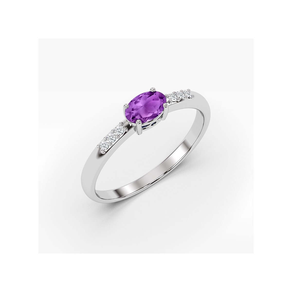 Pierścionek z białego złota z ametystem - próba 585 0,43CT PV-197.B3.AMV.01
