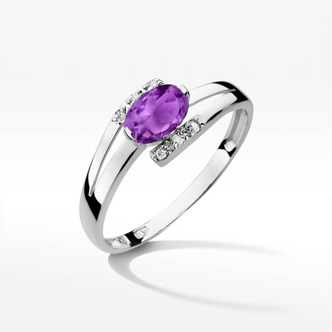 Pierścionek z białego złota z ametystem - próba 585 0,452CT PV-072.B3.AMV.01