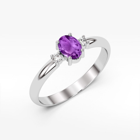 Pierścionek PV-063 Ametyst 0,40ct białe złoto