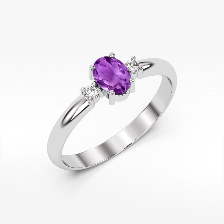Pierścionek PV-063 Ametyst 0,40ct białe złoto