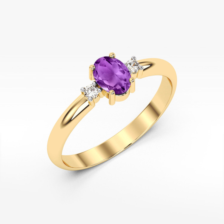 Pierścionek PV-063 Ametyst 0,40ct żółte złoto