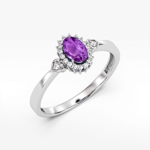 Pierścionek PV-081 Ametyst 0,40ct białe złoto