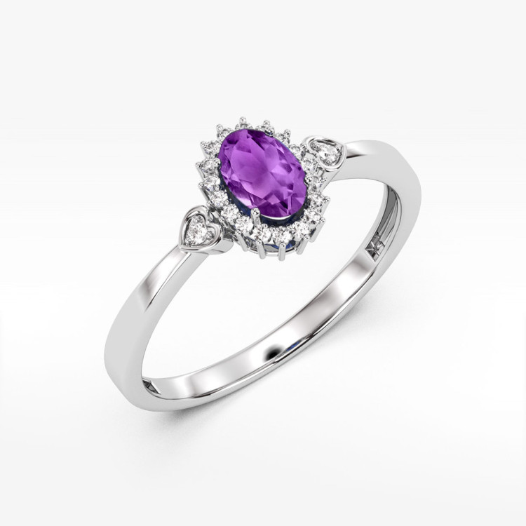 Pierścionek PV-081 Ametyst 0,40ct białe złoto