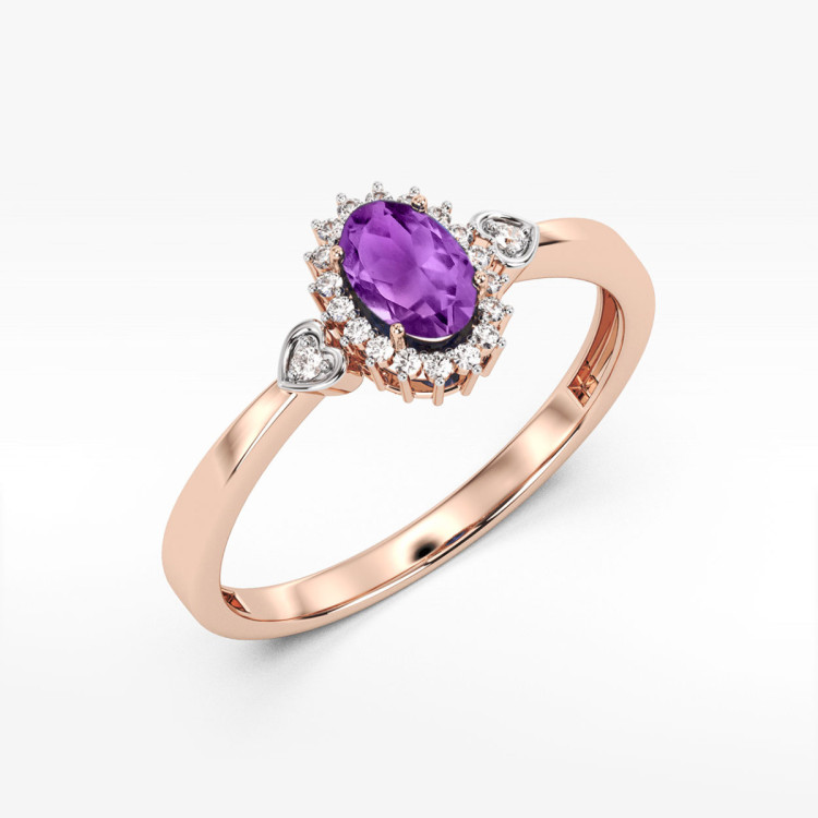 Pierścionek PV-081 Ametyst 0,40ct różowe złoto
