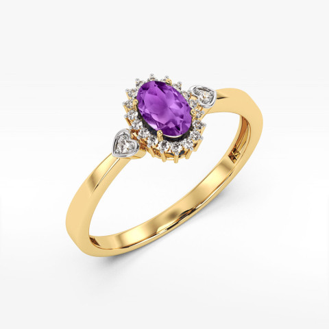 Pierścionek PV-081 Ametyst 0,40ct żółte złoto