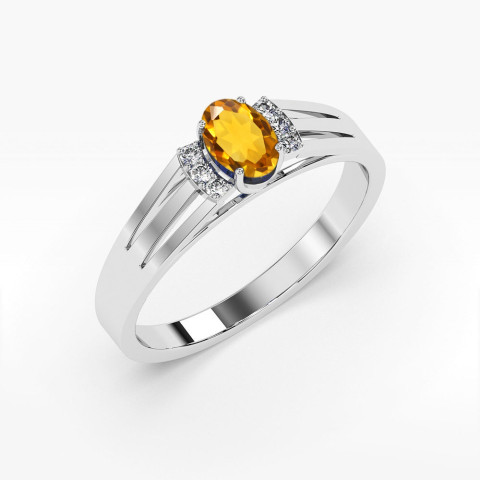 Pierścionek z białego złota z cytrynem - próba 585 0,652CT PV-071.B3.CIY.01