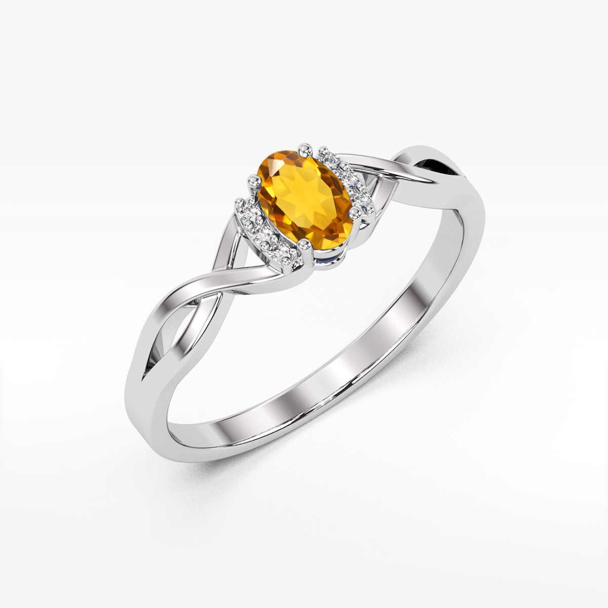 Pierścionek z białego złota z cytrynem - próba 585 0,652CT PV-073.B3.CIY.01