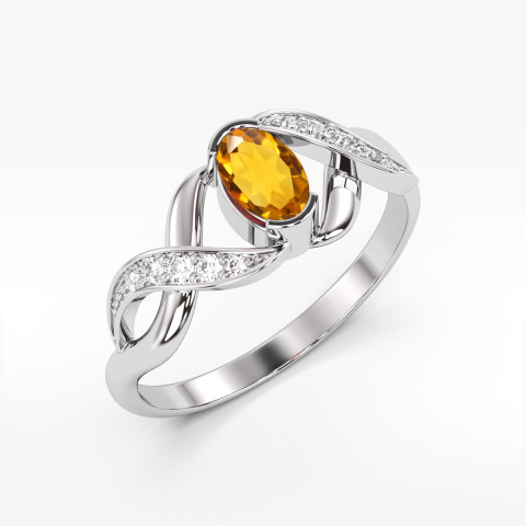 Pierścionek z białego złota z cytrynem - próba 585 0,65CT PV-079.B3.CIY.01