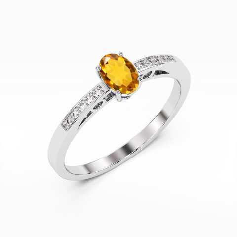 Pierścionek z białego złota z cytrynem - próba 585 0,65CT PV-179.B3.CIY.01