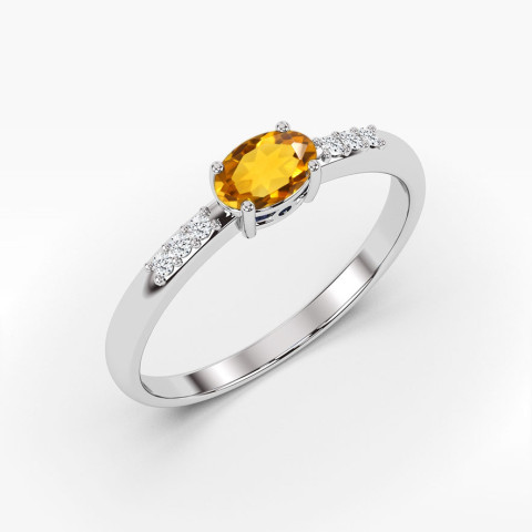 Pierścionek z białego złota z cytrynem - próba 585 0,63CT PV-197.B3.CIY.01