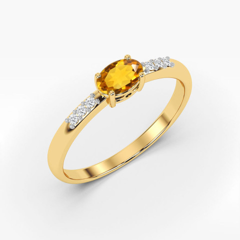 Pierścionek z żółtego złota z cytrynem - próba 585 0,63CT PV-197.Z3.CIY.01