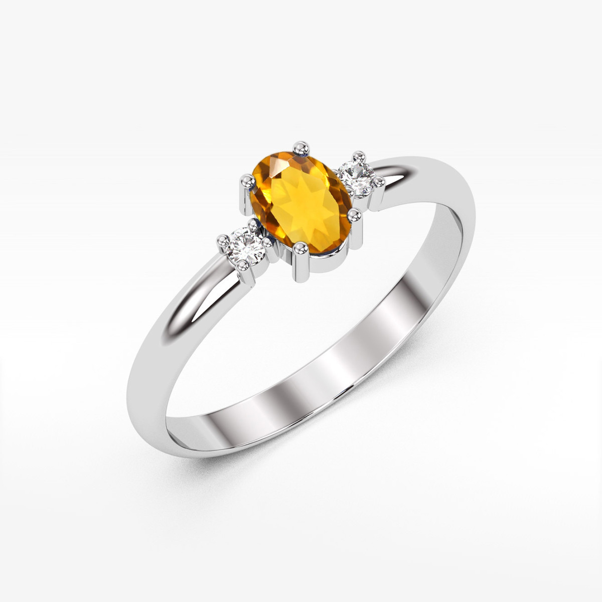 Pierścionek z białego złota z cytrynem - próba 585 0,68CT PV-063.B3.CIY.01