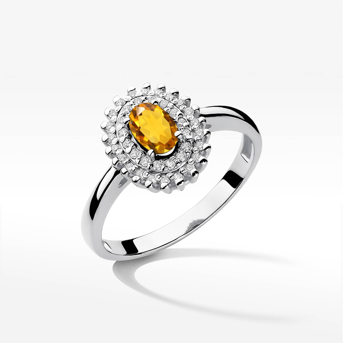 Pierścionek z białego złota z cytrynem - próba 585 0,62CT PV-138.B3.CIY.01