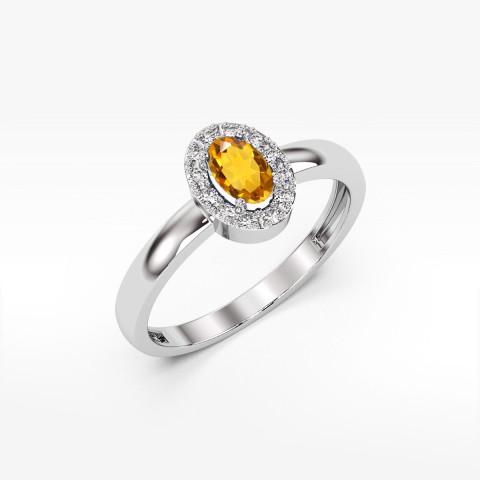 Pierścionek z białego złota z cytrynem - próba 585 0,68CT PV-109.B3.CIY.01