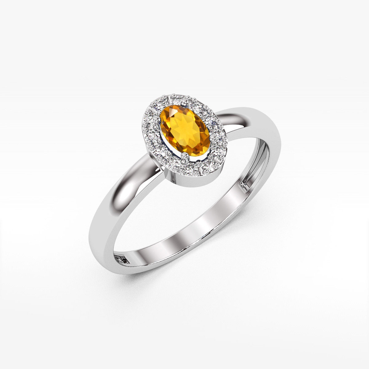 Pierścionek z białego złota z cytrynem - próba 585 0,68CT PV-109.B3.CIY.01