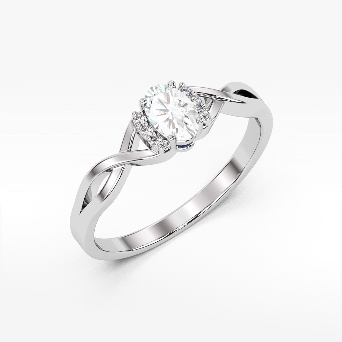 Pierścionek z białego złota z diamentami laboratoryjnymi - próba 585 0,452CT PV-073.B3.LDW.01